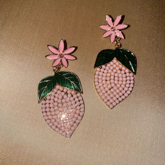 Bohemian pink lemon earrings M89 - Picture 2 of 5